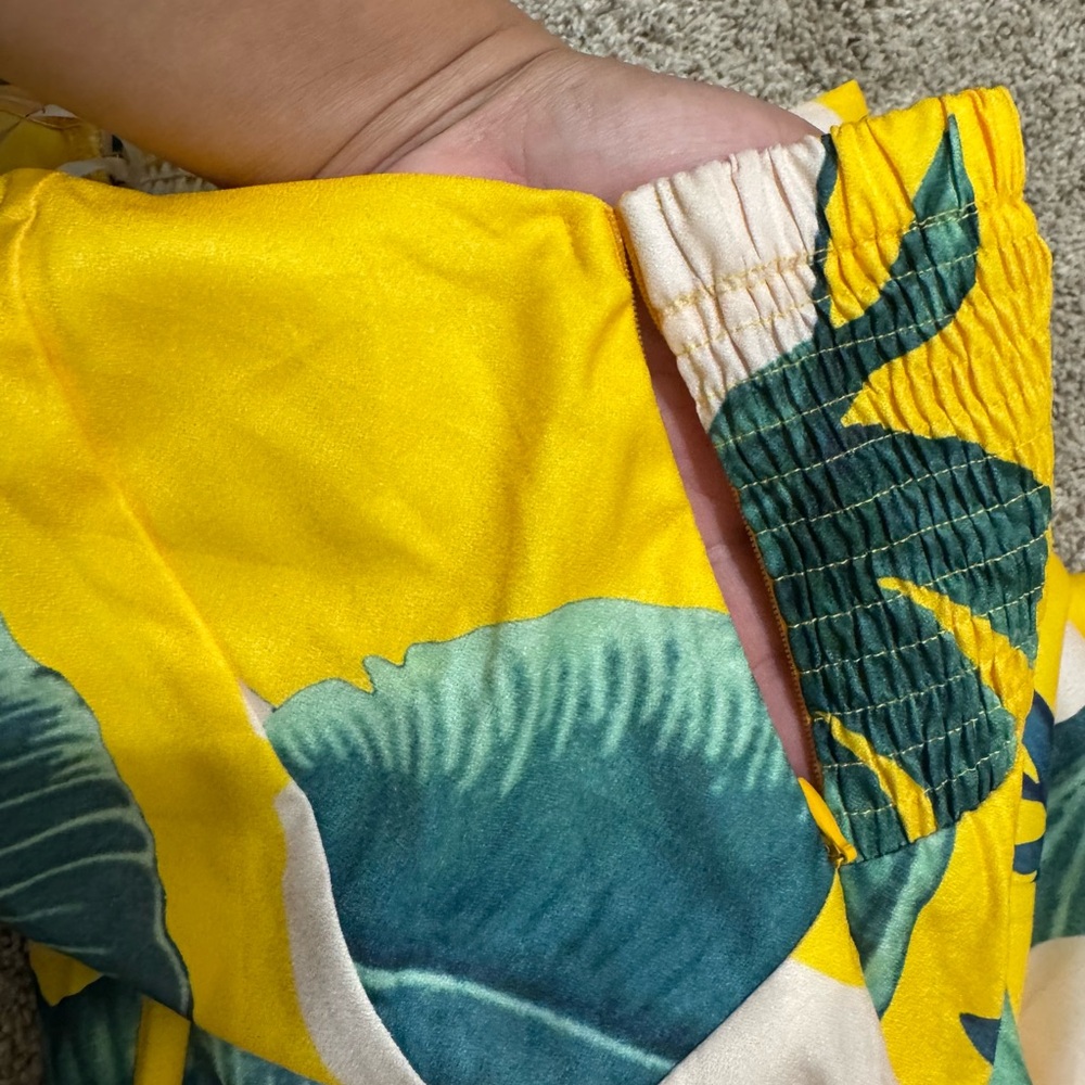 Lulu's Yellow Tropical Strapless Wide-Leg Jumpsuit NWOT - Picture 7 of 11